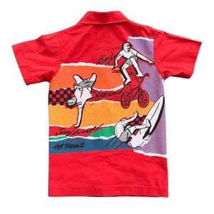 Vintage 90s Cuban Collar Summer Extreme Sports Button Up / Made In USA